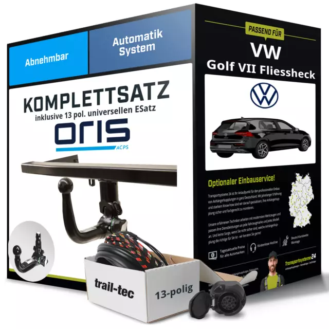 Anhängerkupplung ORIS abnehmbar für VW Golf VII Fliessheck +E-Satz Kit NEU AHK