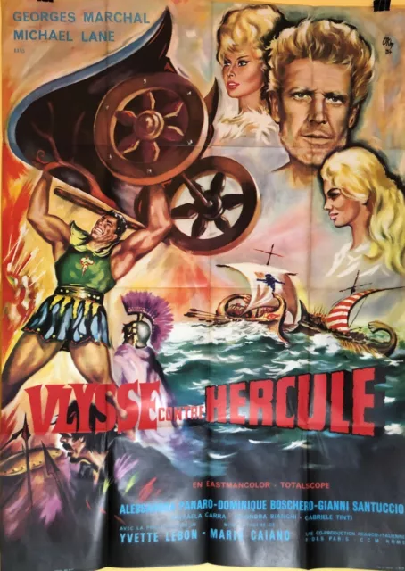 Affiche ULYSSE CONTRE HERCULE. 120x160 cms. Peplum. Georges Marchal