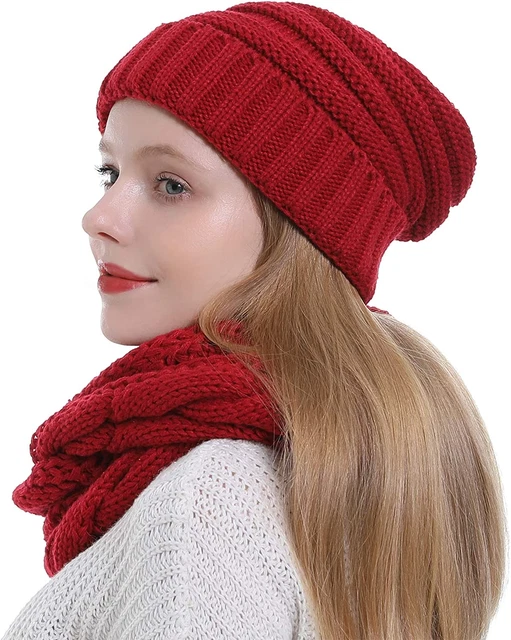 Bufanda Y Gorro Grueso Tejidos De Punto Beanie Cuellera De Mujer Para Invierno 6