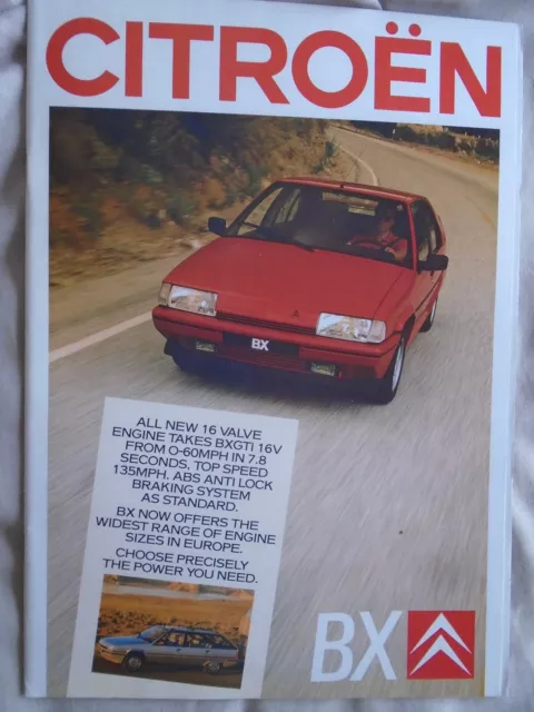 Citroen BX range brochure Jul 1987 UK market