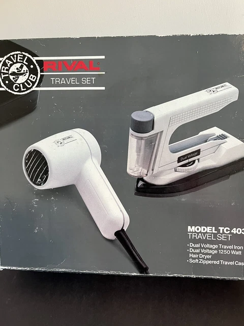 Rival Travel Club Iron and Hair Blow Dryer Set W/ Case Model TC 403 Dual Voltage
