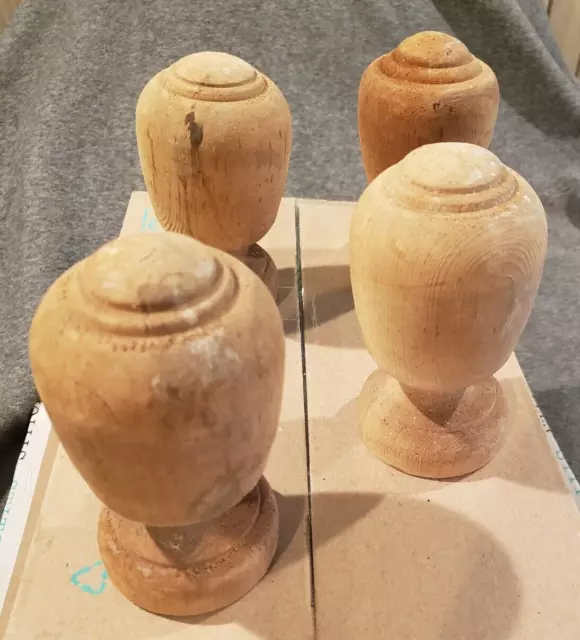 Set of 4 Real Wood Acorn Finials 6" x 3.5" Fence Post or Architectural Purpose 2