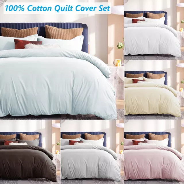 100% Premium Cotton Quilt Cover Set Single/Double/Queen/King/SK Ultra Soft Set