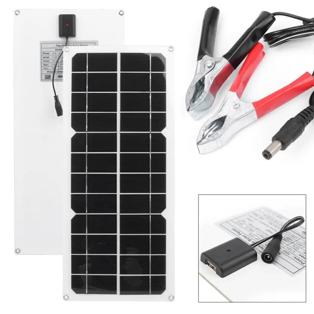 For Car Motorhome Boats Roof 10W Flexible Solar Panel Battery Charger Controller