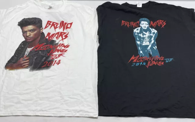 BRUNO MARS Moonshine Jungle Tour 2014 T-Shirts (Lot of 2) Adult Size X-Large XL