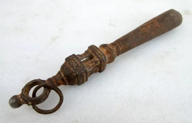 1800's Antique Rare Indo Persian Hand Carved Iron Mughal Spear End Lance Dagger