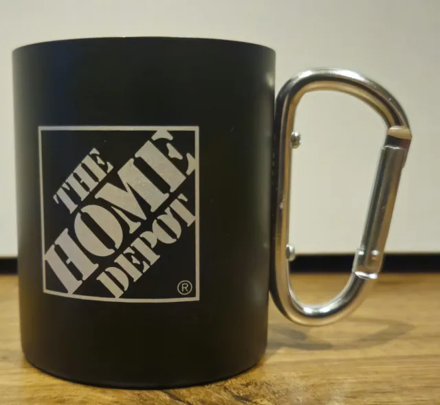 Home Depot Stainless Steel Coffee Mug With Working Carabiner Handle NWOT