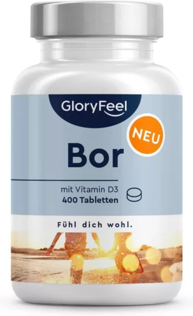 Reines Bor - Hochdosiert mit 3,5 mg Boron - 400 Tabletten für über 1 Jahr...