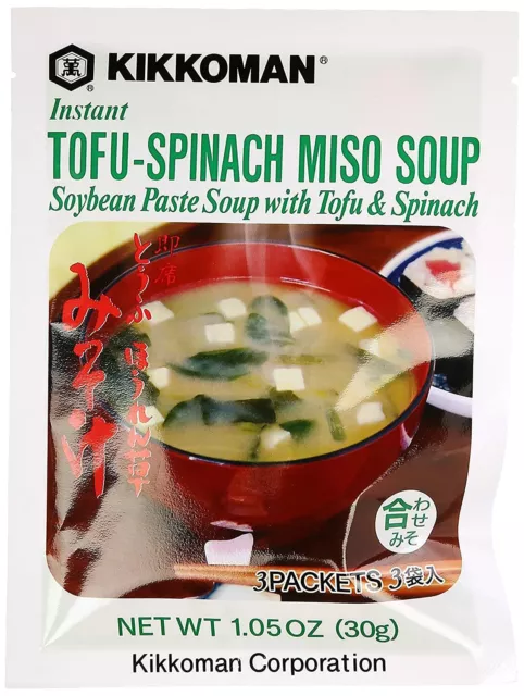 Kikkoman Instant Tofu-Spinach Miso Soup Soybean Paste Soup with Tofu & Spinach