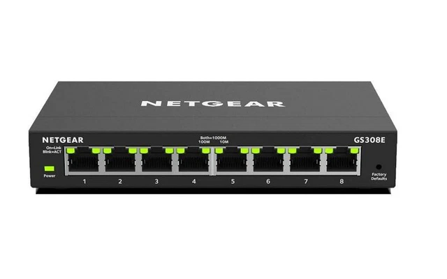 Pezzo Difettato! Netgear GS308E 8 Porta Lan Gigabit Ethernet Switch