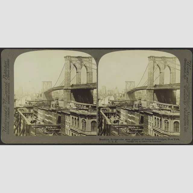 Stereofotografie: Underwood & Underwood. Brooklyn Bridge (II), NY 1901.