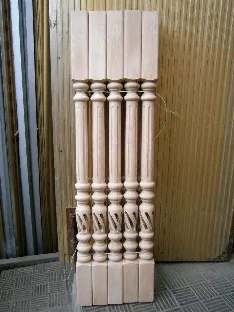 Open Spiral Stair Spindles Hollow Carved Wood Baluster Balcony Railing Staircase