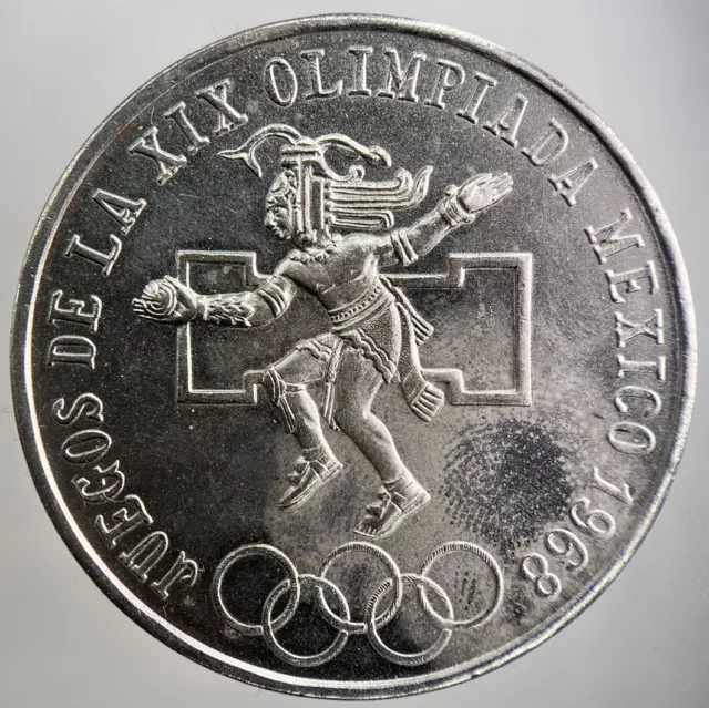 1968 Mexico 25 Pesos Olympics Silver Coin | Very High Grade | a2565