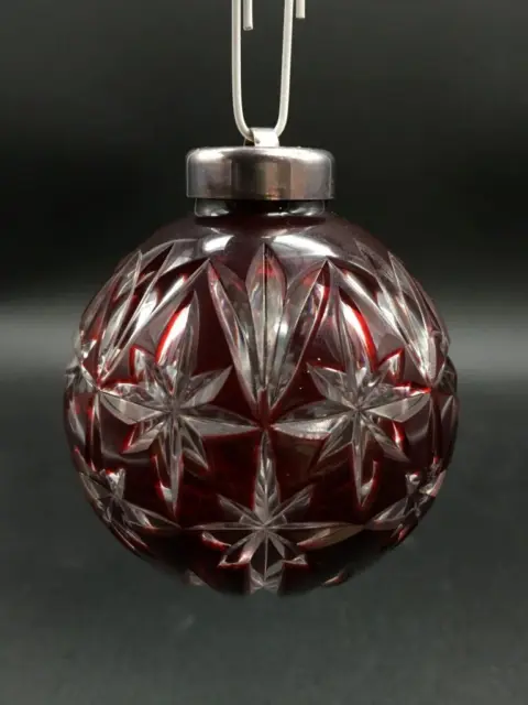Waterford Crystal Christmas Ornament Ruby Red Cased Ball Holiday E4443