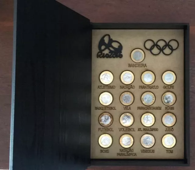 Box Brazil Set Coins (17) 1 Real XXXI  Olympic Games, Rio de Janeiro 2016