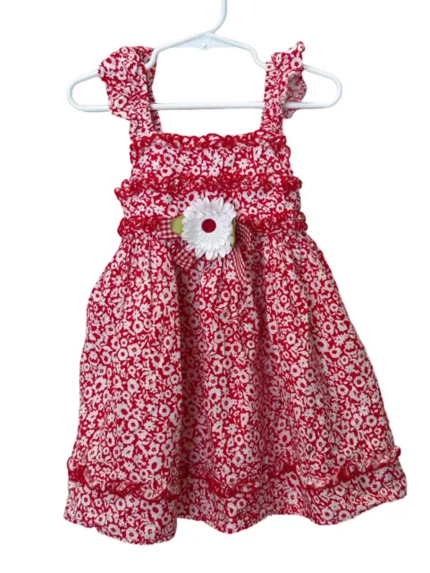 Jenny & Me Toddler Girls Red White Floral Summer Dress Size 3T