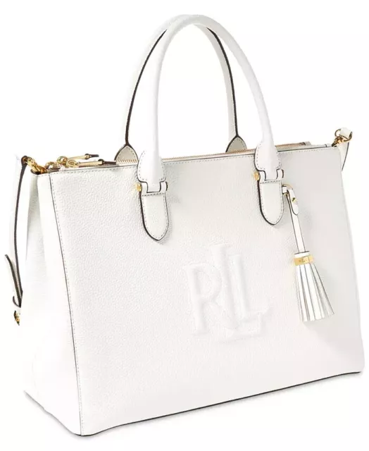 LAUREN RALPH LAUREN Anstey Double Zip Satchel White Silver