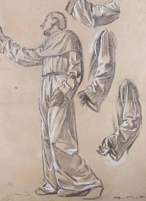 Giorgio Matteo Aicardi (1891-1985) - Chalk Pastel Drawing, Studies for a Saint