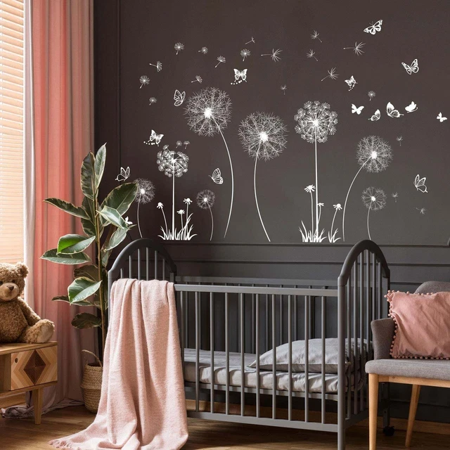 Walplus Large White Dandelions And Butterflies Nursery Wall