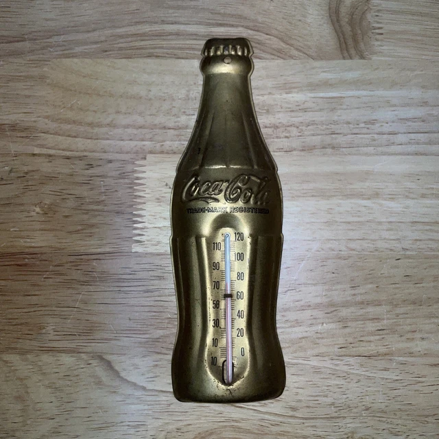 VINTAGE 1950’s Coca Cola Bottle Robertson Advertising Thermometer Tin Sign