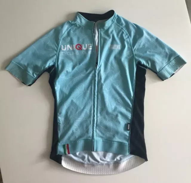 BABICI Cycling Bicycle Jersey Pale Blue Shirt Full Zip Short Sleeve Size M