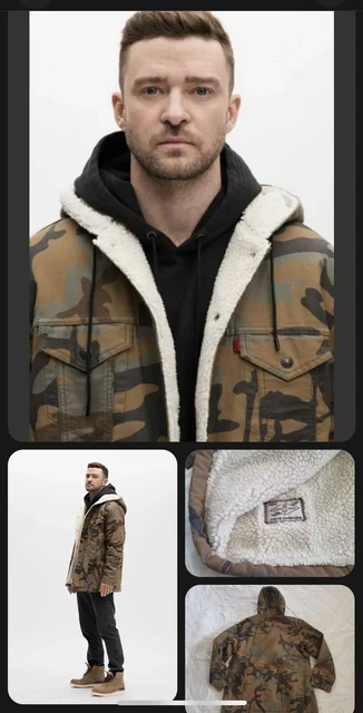 Levi's x justin timberlake sherpa online camo trucker jacket black camo