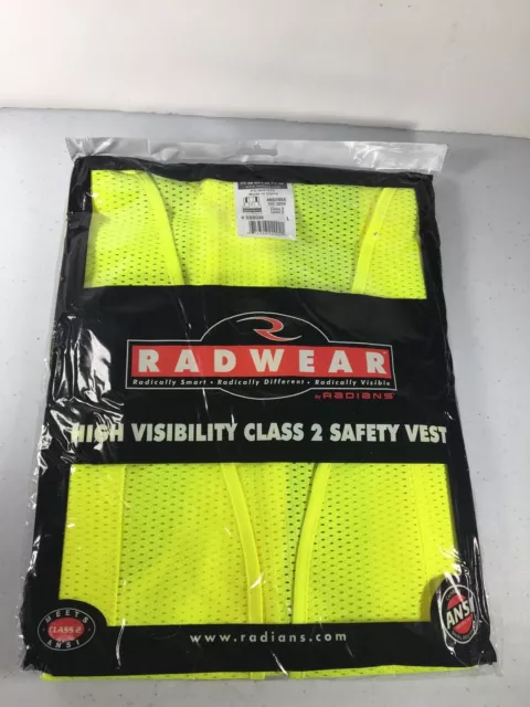 Medium Mesh  High Visibility  Class 2 Safety Vest Zipper 2 Pockets Radwear NEW