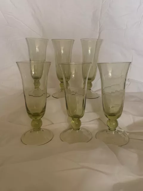 Flutes à champagne, lot de 6, verre, style Art déco, grand modèle