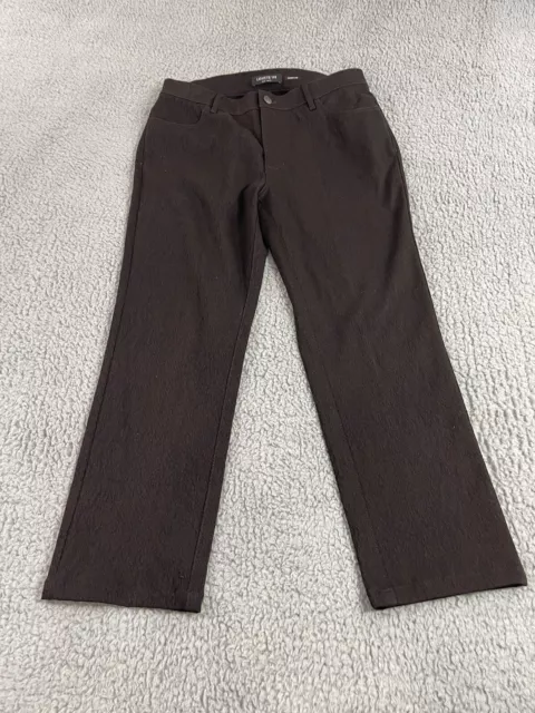 Lafayette 148 Jeans Womens 8 Thompson Cropped Straight Stretch Brown