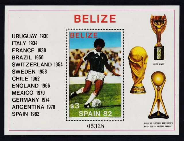 Belize postfrisch MiNr. Block 46 Fußball WM Spanien 1982