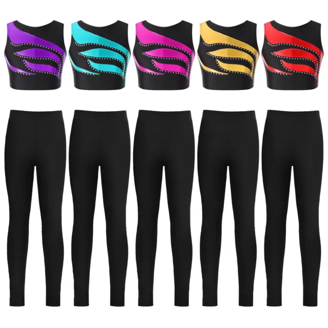 Girls Kids Outfit Activewear Sets Tracksuit Dancewear Dance Clothing Workout