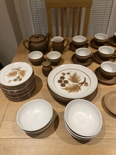Denby Cotswold brown Tea Pot, Plates, Cups And Saucers And More