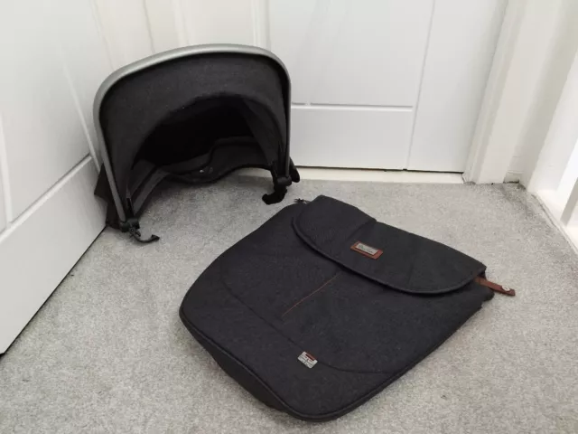 Carrycot Hood & Apron  Silver Cross Wave   Pram  Granite