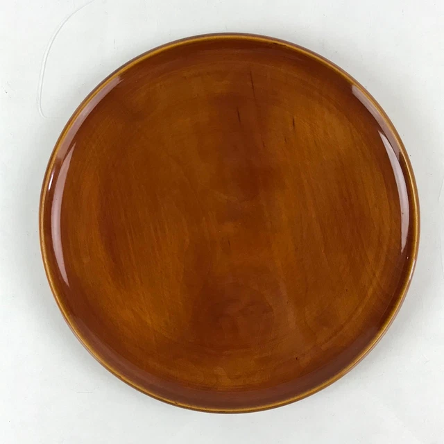 Japanese Wooden Lacquered Serving Tray Vtg Shunkei Nuri Obon Brown Round UR978