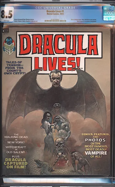 Dracula Lives #1 CGC 8.5 WHITE Marvel 1973 Boris Vallejo Cover