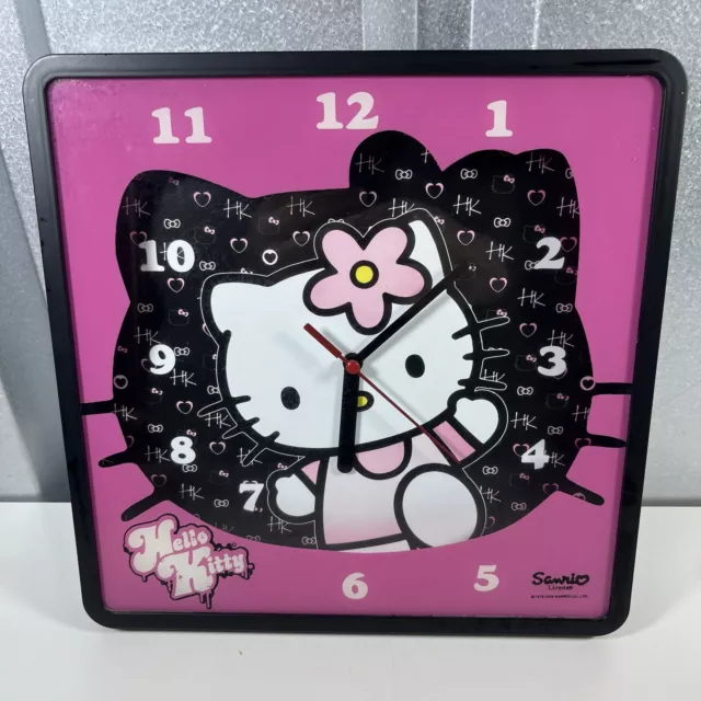 Hello Kitty 80's Style Wall Collectable Clock Sanrio 2009 - Tested & Working