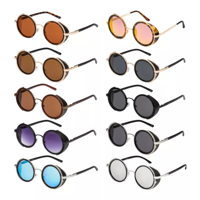 Steampunk Glasses Cyber 50s Round Retro Gothic Vintage Goggles Sunglasses UV400