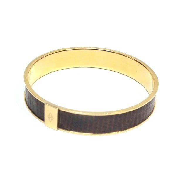 HERMES KAWAII Lizard Bangle Gold Color Used