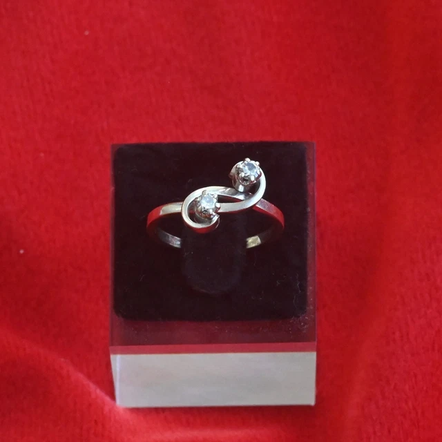 Bague Or Blanc 18 Carats Avec Diamants 0.20 Ct – Taille 52, Occasion Excellent état
