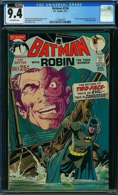 1971 D.C. Comics Batman 234 CGC 9.4. 1st Silver Age Two-Face Neal Adams