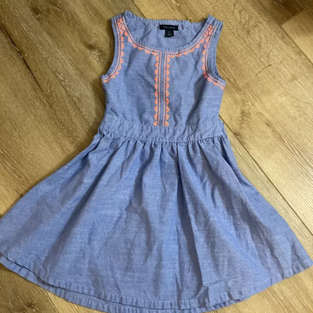 Toddler Girls Sleeveless Blue Summer Dress, Open Back , Size 4t. Tommy Hilfiger