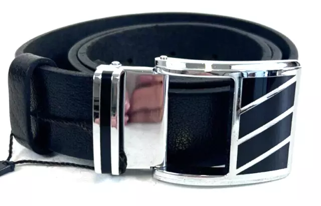 Envy Jeans Belt - Men's -Black - Silver Style Metal Buckle - 95cm