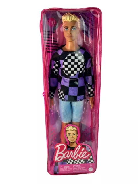 Barbie Ken Fashionistas Doll # 191 Sculpted Blonde Hair Checkered Shirt NEW