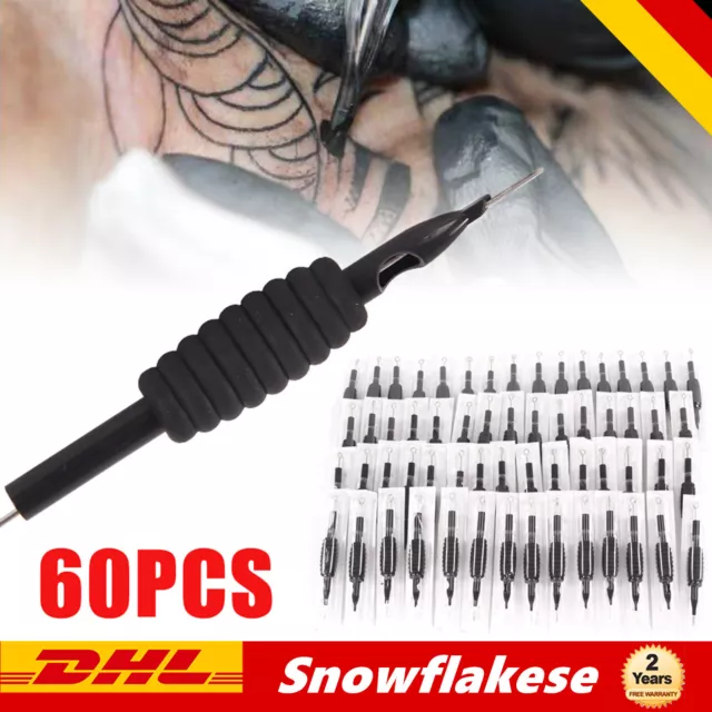 60x Einweg Tattoo Nadeln Set Griffe T towiernadeln Spitzen in 12 Motive