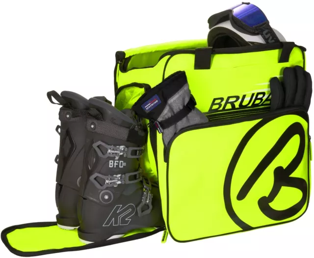 BRUBAKER Borsa Porta Scarponi da Sci 'Champion' Portascarpe Sci Snowboard Neon