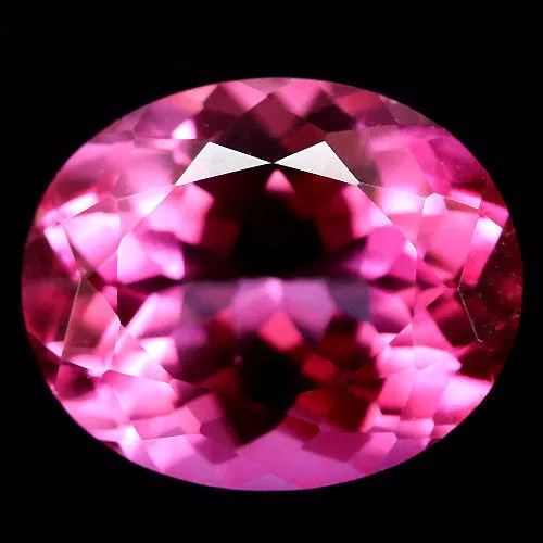 NATURAL TOPAZ, OVAL-FACET, 13.5x10.5mm, HOT-PINK BRAZILIAN GEM (APPRAISAL £824)