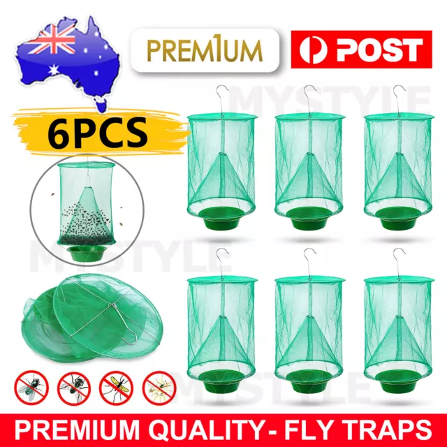 Reusable 6 Pack Fly Trap Insect Killer Net Cage Trap Ranch Pest Hanging Catcher