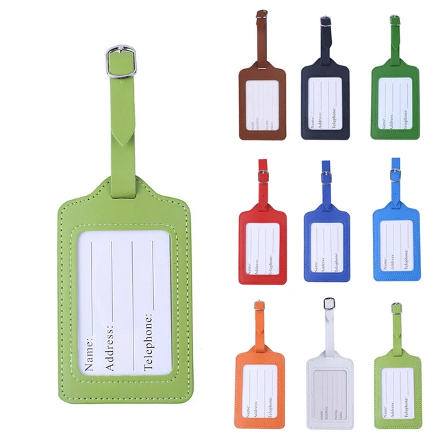 Luggage Tags Suitcase Id PU Leather Card Name Label Baggage Travel Holiday Tool