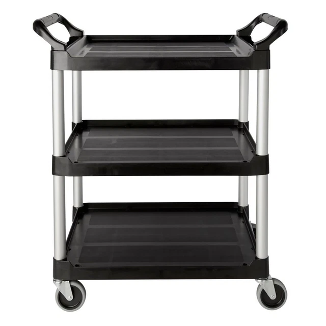 Rubbermaid FG342488BLA 3-Shelf Utility Cart with Swivel Casters