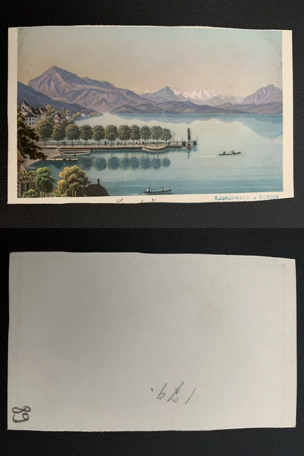 Suisse, lac de Zurich Vintage albumen carte de visite, CDV.  Tirage albuminé